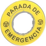 Schneider ZBY9420 Schild Ø60 für Not-Halt-Taster, PARADA DE EMERGENCIA/Logo ISO13850 