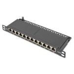 Digitus DN-91612S-SL-EA Cat.6A Slim Patch Panel geschirmt 12-Port 0,5 HE 10 Zoll schwarz 