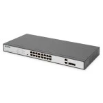 Digitus DN-95342-1 16-Port Fast Ethernet PoE Switch 19 Zoll Unmanaged 2 Uplinks 