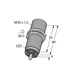 Turck Bi10-M30-AP6X Sensor,induktiv M30x1,m.Kabel DC,pnp,no,sn=10mm b 
