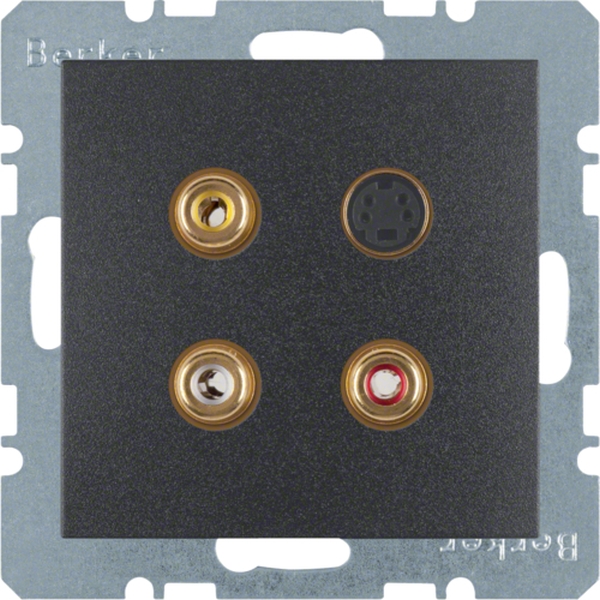 Berker 3315321606 3 x Cinch/S-Video Steckdose S.1/B.3/B.7 anthrazit matt