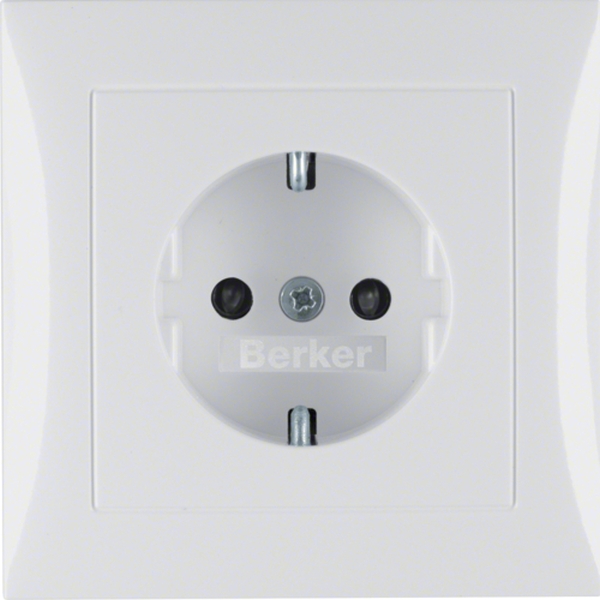 Berker 47228989 Schuko-Steckdose mit Abdeckplatte und erhöhter Berührungsschutz S.1/B.3/B.7 polarweiß glänzend