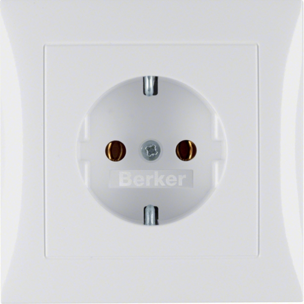 Berker 47428989 Schuko-Steckdose mit Abdeckplatte S.1/B.3/B.7 polarweiß glänzend