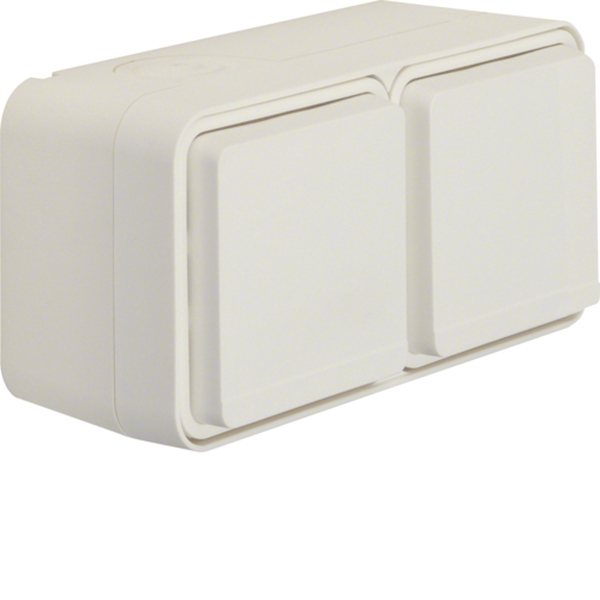 Berker 47843512 Schuko-Steckdose 2-fach waagerecht mit Klappdeckel 2 Schieber W.1 polarweiß