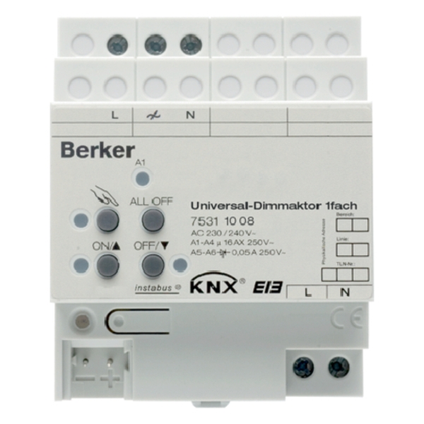 Berker 75311008 Universal-Dimmaktor 1-fach 500 W REG KNX lichtgrau