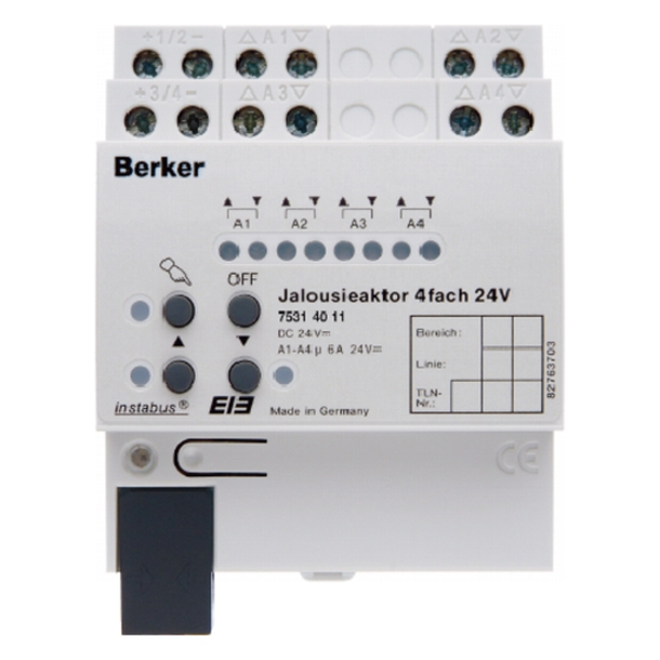 Berker 75314011 Jalousieaktor 4-fach 6A 24V DC Hand Status REG KNX lichtgrau