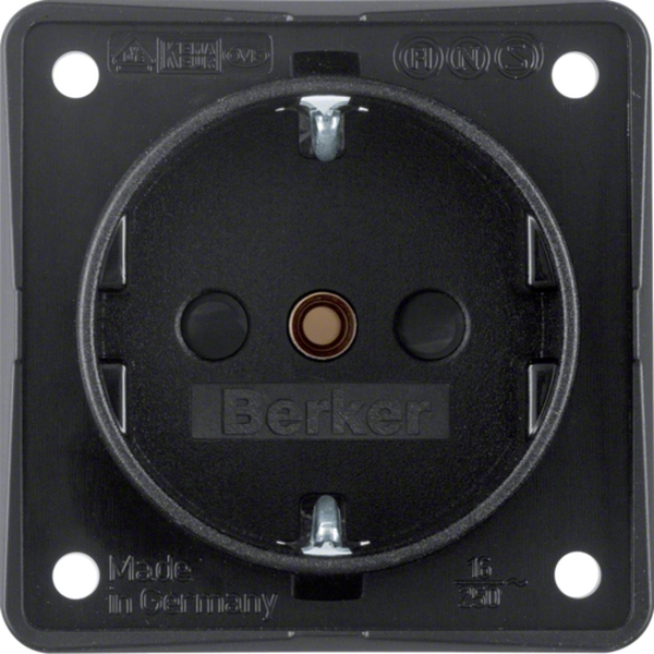 Berker 9419505 Schuko-Steckdose erhöhter Berührungsschutz Schraubklemmen Integro Modul-Einsätze schwarz matt