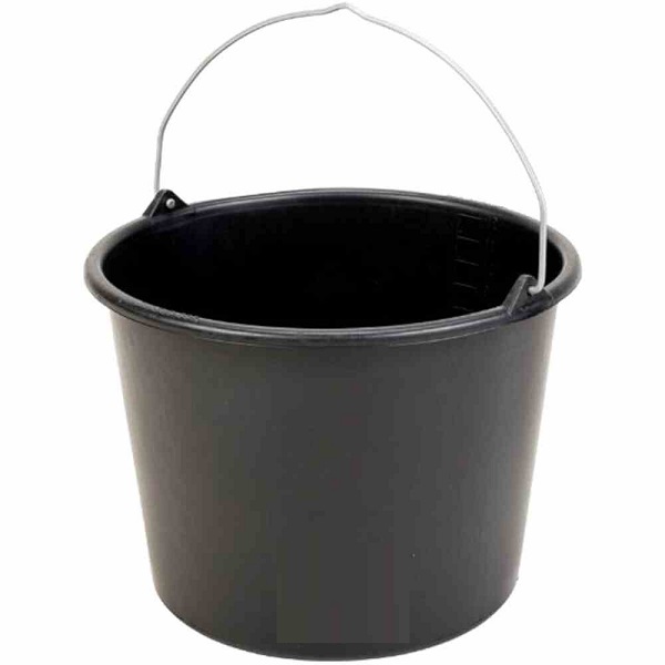 schwarzer Baueimer 20 Liter mit Liter-Skala recyclebar