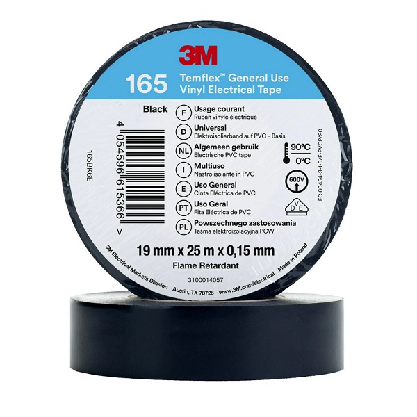 3M Temflex 165 Isolierband schwarz 19mm x 25 Meter
