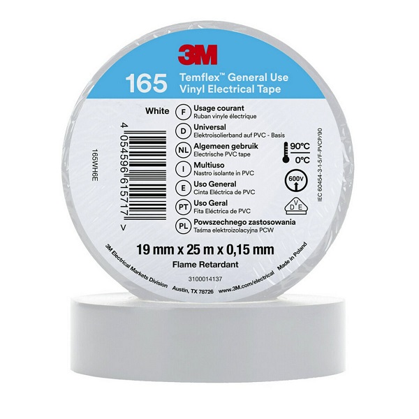 3M Temflex 165 Isolierband weiß 19mm x 25 Meter