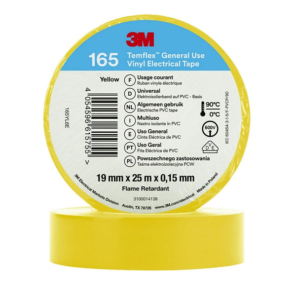 3M Temflex 165 Isolierband gelb 19mm x 25 Meter
