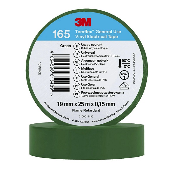 3M Temflex 165 Isolierband grün 19mm x 25 Meter