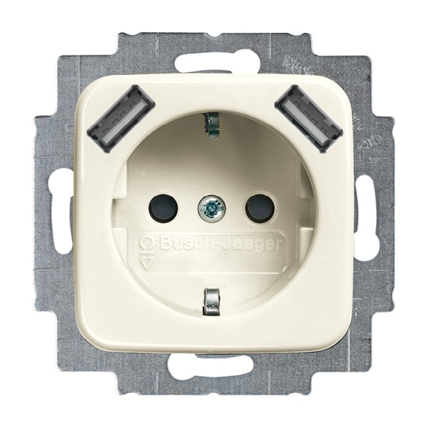 Busch-Jaeger 20 EUCB2USB-212 Schuko-/ 2x USB-Steckdose cremeweiß 2CKA002011A6263
