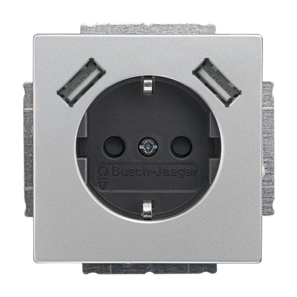 Busch-Jaeger 20 EUCB2USB-866 Schuko 2x USB-Steckdose edelstahl 2CKA002011A6283