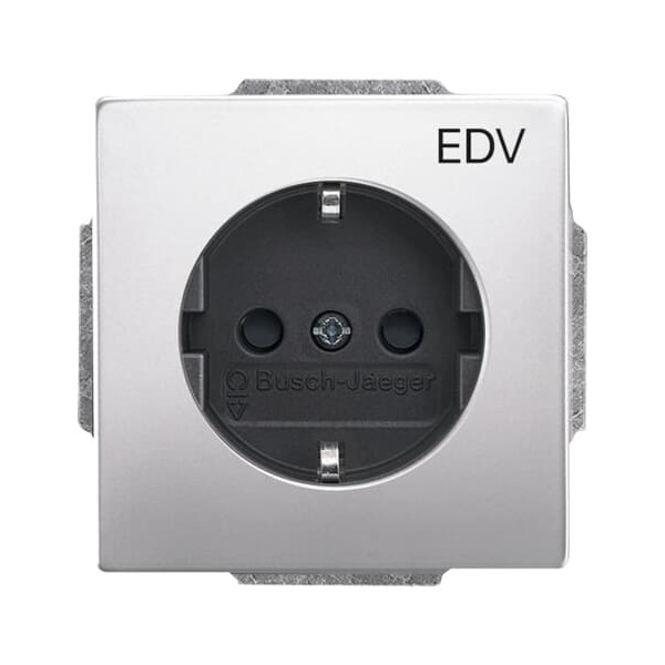 Busch-Jaeger 20 EUCKS/DV-866 Schuko-Steckdose mit Aufdruck 'EDV' edelstahl 2CKA002013A5277