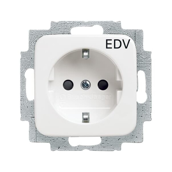 Busch-Jaeger 20 EUC/DVKS-214 Schuko-Steckdose mit Aufdruck 'EDV' alpinweiß 2CKA002013A5320