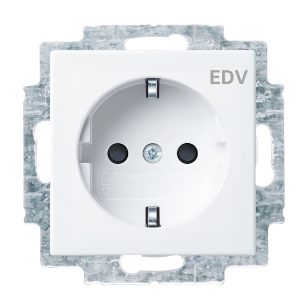 Busch-Jaeger 20 EUCB/DV-914 Schuko-Steckdose mit Aufdruck 'EDV' alpinweiß 2CKA002013A5383