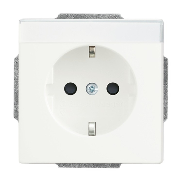 Busch-Jaeger 20 EUCNB-884 Schuko-Steckdose mit Beschriftungsfeld/erhöhtem Berührungsschutz studioweiß matt 2CKA002013A5433