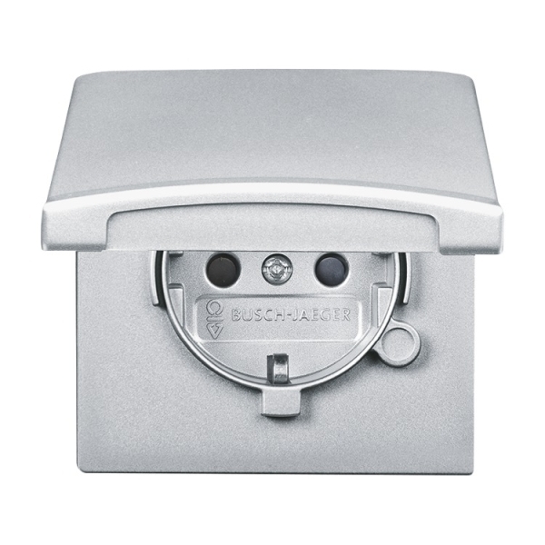 Busch-Jaeger 20 EUGKB-33-101 Schuko-Steckdose mit Klappdeckel alusilber 2CKA002064A0293
