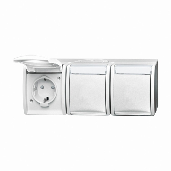 Busch-Jaeger 2300/3 EBW-54 Schuko Steckdose mit erhöhtem Berührungsschutz alpinweiß 2CKA002084A0724
