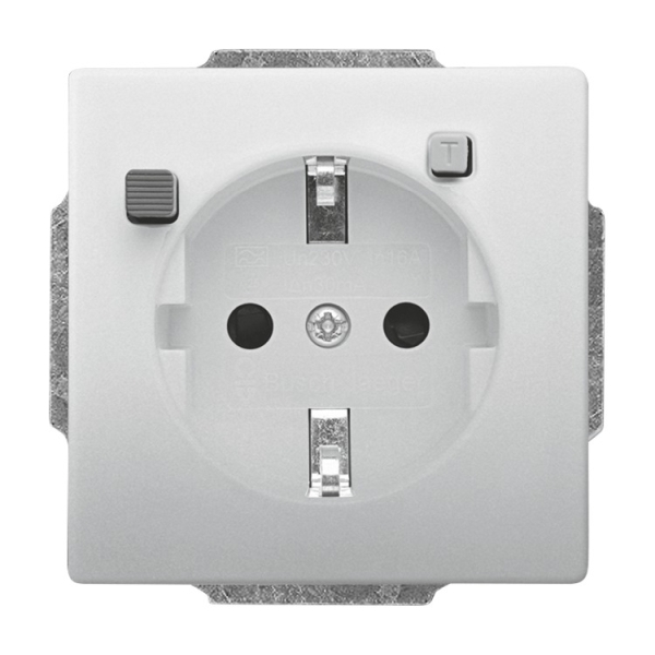 Busch-Jaeger 3120 EUCB-866 FI-SCHUKOMAT Schuko-Steckdose mit Fehlerstrom-Schutzschalter edelstahl 2CKA003116A0669