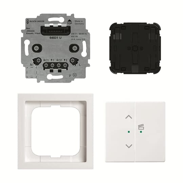 Busch-Jaeger 62731/UJ-84-WL Jalousie-Einsatz flex 1-fach Komplettset mit 2-fach Bedienelement studioweiß 2CKA006200A0284