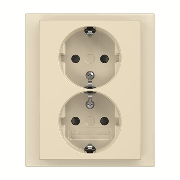 Busch-Jaeger 202 EUJB-82 SCHUKO Doppelsteckdose volle Abdeckung elfenbeinweiß 2TKA00003885
