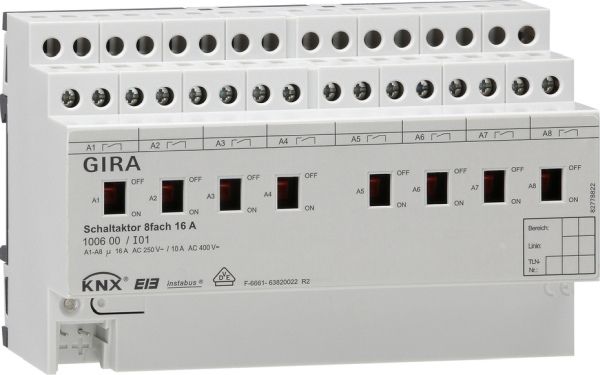 Gira 100600 Schaltaktor 8f 16 A Hand KNX REG