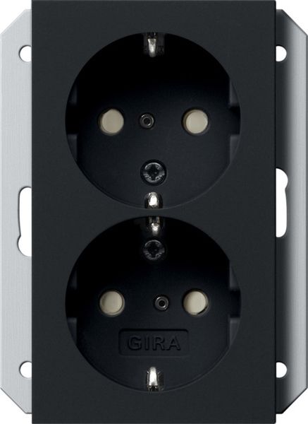 Gira 2731005 2f-SCHUKO-Steckd. SP f. UP-Dose 1f System 55 Schwarz m
