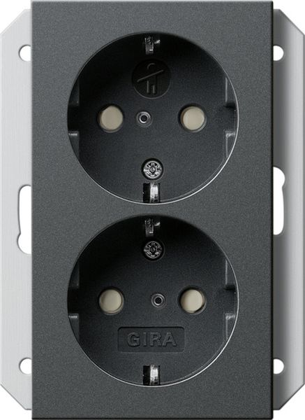 Gira 273128 2f-SCHUKO-Steckd. SP f. UP-Dose 1f System 55 Anthrazit