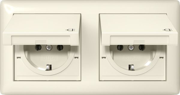Gira 415801 SCHUKO-Steckd. KD + Set IP44 + Rahmen 2f Standard 55 Cremeweiß