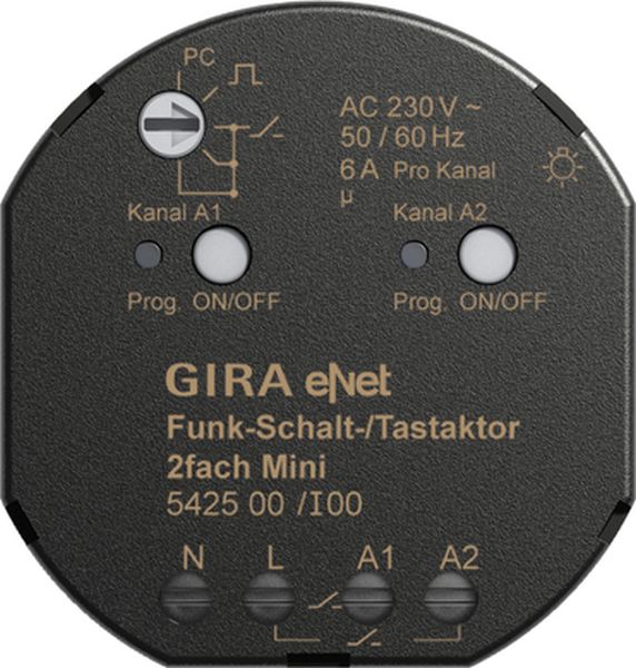 Gira 542500 Funk Schalt-/Tastaktor 2f Mini Gira eNet