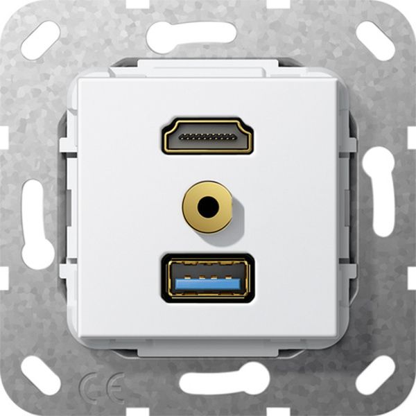 Gira 568003 HDMI USB 3.0 A M-Klinke Kpl. K-Peitsche Einsatz Reinweiß