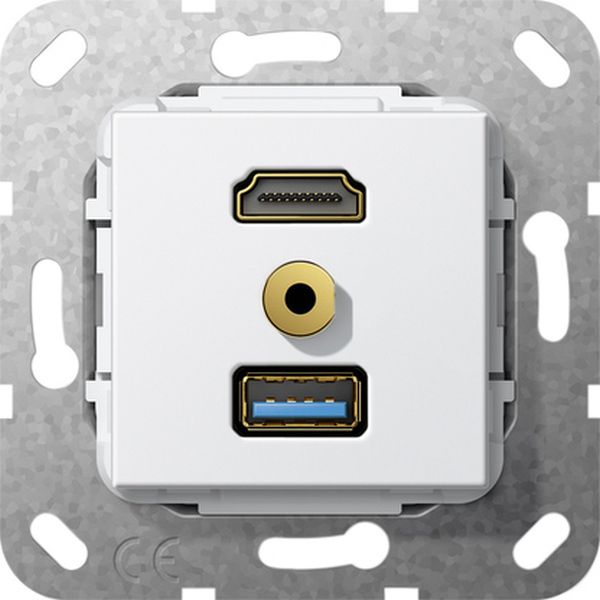 Gira 568103 HDMI USB 3.0 A M-Klinke K-Peitsche Einsatz Reinweiß