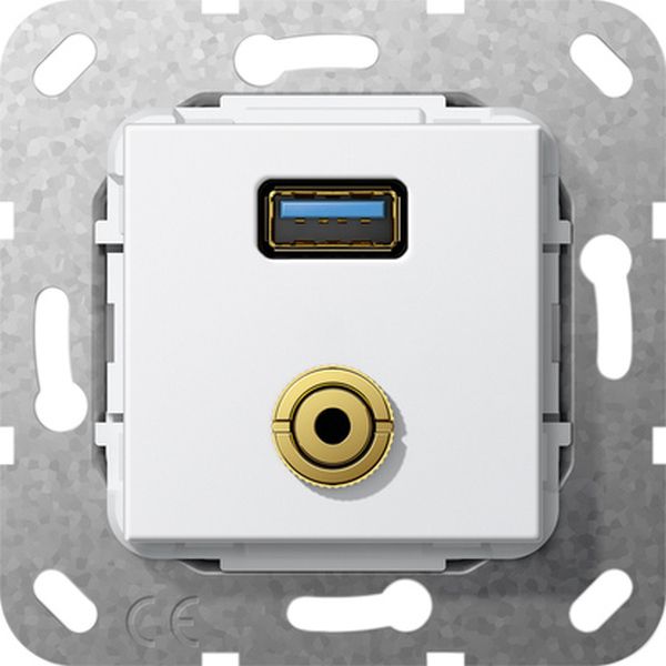 Gira 568703 USB 3.0 A M-Klinke K-Peitsche Einsatz Reinweiß