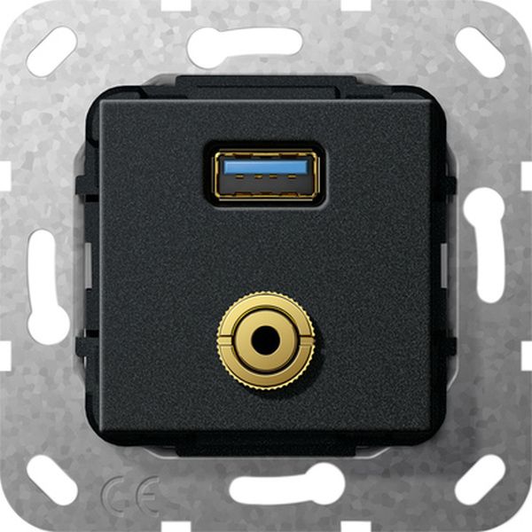 Gira 568710 USB 3.0 A M-Klinke K-Peitsche Einsatz Schwarz m
