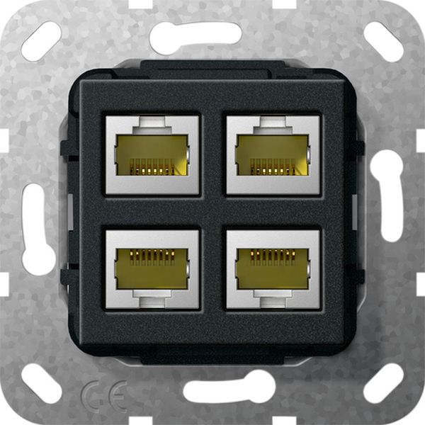 Gira 569810 MJ RJ45 Cat.6A 10 Gbit 4f Kpl. Einsatz Schwarz m