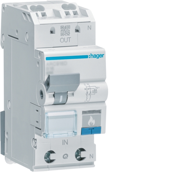Hager ARC916D Fehlerlichtbogen-Schutzeinrichtung AFDD mit LS-Schalter 1P+N 6kA B-16A 2TE