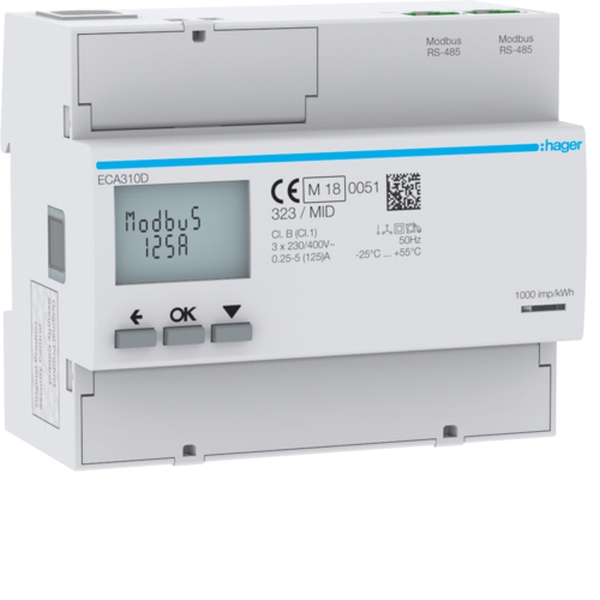 Hager ECA310D Energiezähler 3phasig direkt 125A 6M AGARDIO MID