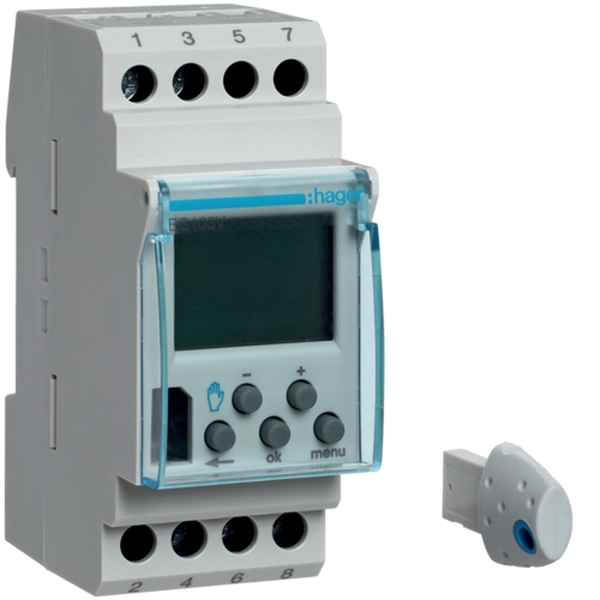 Hager EG103V Wochenschaltuhr 1 Wechslerkontakt 16A 2 PLE 12/24V digital