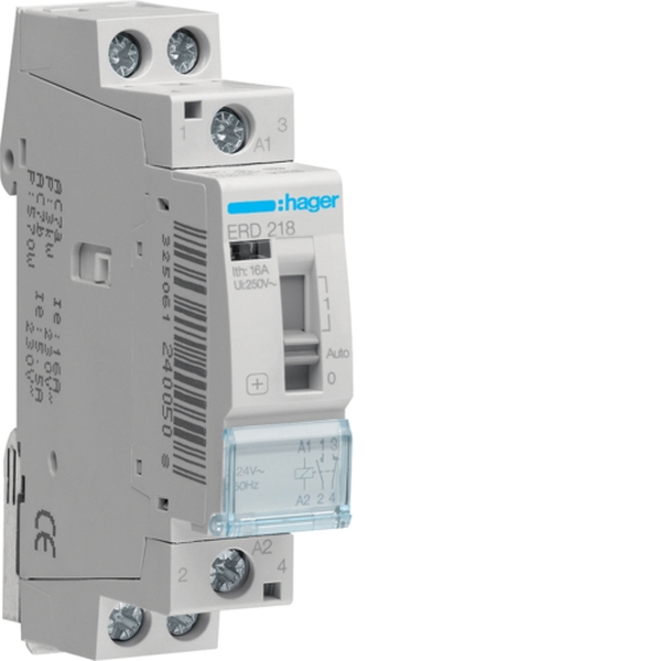 Hager ERD218 Installationsrelais 16A 1S + 1Ö 24V