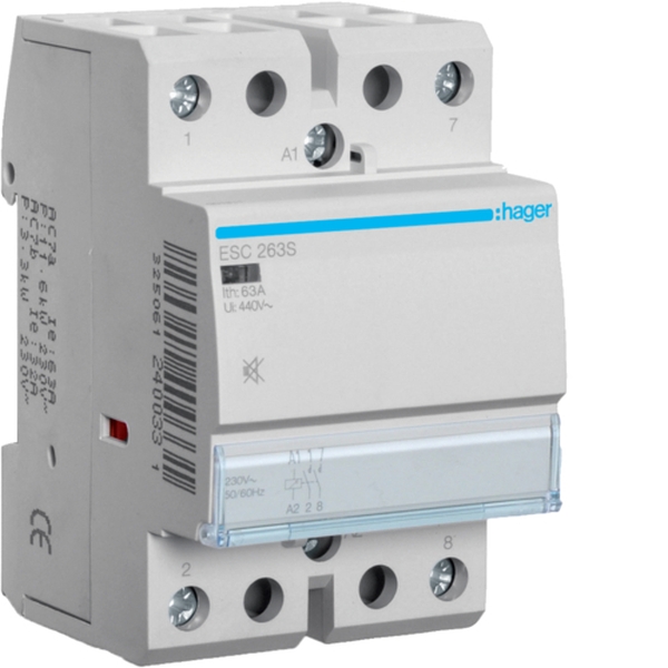 Hager ESC263S Installationsschütz brummfrei 63A 2 Schließer 230V