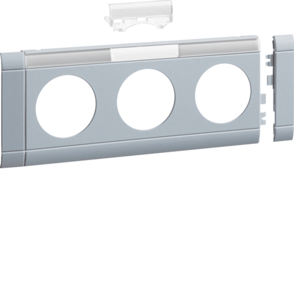 Hager GB08031LAN Blende 3-fach Steckdose zu Oberteil 80mm beschriftbar anreihbar halogenfrei alu
