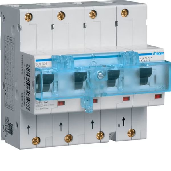 Hager HTN625C SLS Schalter 4-polig 3P+N Cs-Charakteristik 25A für Hutschienemontage