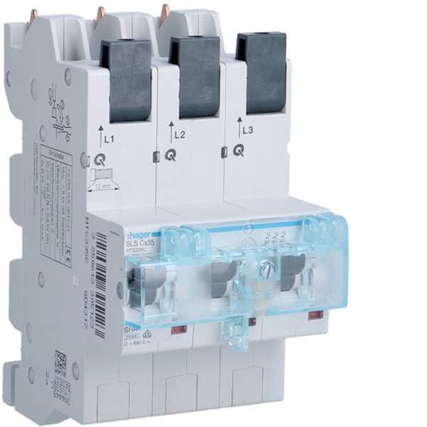 Hager HTS335C SLS Schalter 3-polig Cs-Charakteristik 35A für Sammelschiene QuickConnect