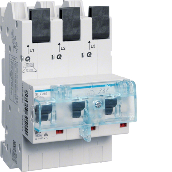 Hager HTS363C SLS Schalter 3-polig Cs-Charakteristik 63A für Sammelschiene QuickConnect