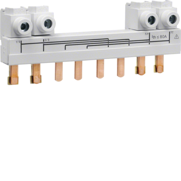 **Hager HZC709 Verbindungsschiene + Sicherungselement 4polig 63-80A für Lastumschalter HIM4