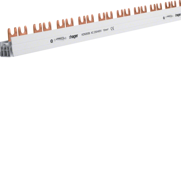Hager KDN263B Phasenschiene 2-polig mit Gabelanschluss 10mm² 63A 57TE