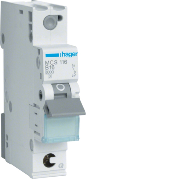 Hager MCS116 Leitungsschutzschalter 1-polig 6kA C-Charakteristik 16A Quick Connect 1TE