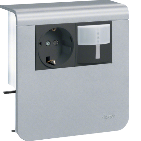 Hager SL20080926D1 Geräteträger Steckdose+PIR zu Sockelleistenkanal SL 20x80mm Dekor Aluminium